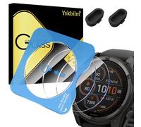 Yskbilm Pack of 2 Protective Glass Screen Protectors for 51 mm Garmin Fenix 8 / 7X Solar/Sapphire Solar Watch with Mounting Frame + 2 Pieces Charging Port Protection 9H Hardness Glass Screen Protector