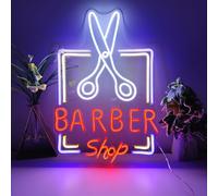 YSKMang Barber Shop Neon Sign.Wall Mounted Decor Barber Shops Decorate.The Sign Displays Includes a Trefoil LED Symbol Making it an Eyecatching Addition to Any Hair Salon Hairdresser Store
