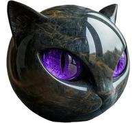 YSKMHQ Black Cat Stone Figurine Sculpture Handcrafted Resin Mini Cat Statue with Marble Texture & Amber Eyes - Gift Decor for Cat Lovers & Collectors (D)
