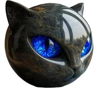 YSKMHQ Black Cat Stone Figurine Sculpture Handcrafted Resin Mini Cat Statue with Marble Texture & Amber Eyes - Gift Decor for Cat Lovers & Collectors (B)