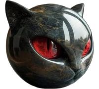 YSKMHQ Black Cat Stone Figurine Sculpture Handcrafted Resin Mini Cat Statue with Marble Texture & Amber Eyes - Gift Decor for Cat Lovers & Collectors (A)