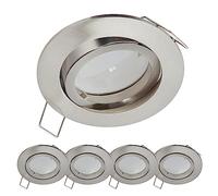 YSLS Recessed Spotlight, 5 x LED, Silver, 3 W, Warm White, Dimmable, 230 V, GU10 Module, 68 mm Hole, Living Room Indoor Lighting Fixture