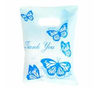 ysmile Plastic Thank You Shopping Bag for Small Business Poly Die Cut with Handle Plastic Merchandise Bag for Retail 5.9"x7.8" 100 ct - Butterfly