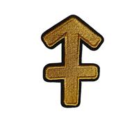 Ysmzzmsy 1 PCS Embroidered Constellation Patch, Black and Gold, Iron-On or Sew-On Application, 2.8 x 2.48 Inches (Sagittarius)