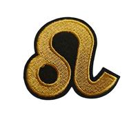 Ysmzzmsy 1 PCS Embroidered Constellation Patch, Black and Gold, Iron-On or Sew-On Application, 2.8 x 2.48 Inches (Leo)