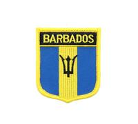 Ysmzzmsy 1 PCS Peltate（2.8x2.4inch） Barbados Flag Patches Iron On or Sew On Embroidered Tactical Military National Barbados Patch