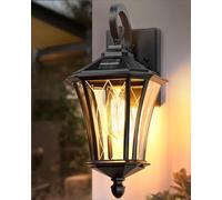 YSN 16 Inch Solar Wall Lights Outdoor Twilight to Dawn Outdoor Lighting, Black Solar Porch Lights, Outdoor Light, Waterproof Outdoor Light for Home, Porch, Garage