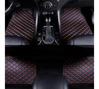 YSNFDN Car Floor Mats for Mercedes Benz Mercedes-EQ EQC 350 400 RHD, Leather Car Floor Mats All Weather Front Rear Row Mat Waterproof Non-Slip Floor Liner Set Protector Accessories,C Black+red