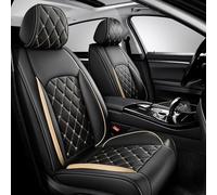 YSNFDN Car Seat Covers for Ford Fiesta Mk4 Mk5 Mk6 Mk7 Mk8, Waterproof Non-slip Comfortable Full Protection for Car Seats, Durable & Easy to Clean, Leather Front & Rear Seat Covers,D Black Gold