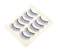YSNOOWE 5 Pairs Blue False Eyelashes with Diamond for Stage Performance, Exaggerated Glamorous Lashes with Chemical Fiber Hard Stem, Comfortable to Wear for Photography and Cosplay