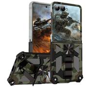 Ysnzaq Camouflage Case for Samsung Galaxy Z Flip7, Military Grade Shockproof Protective, Phone Case with Invisible Kickstand for Samsung Galaxy Z Flip 7 MC Army Green