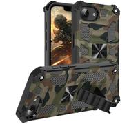 Ysnzaq Case for Apple iPhone 16E, Military Grade Heavy Duty Protective Shockproof Anti-Scratch Slim Camouflage Design Cover with Kickstand Case for iPhone 16E. YH Army Green
