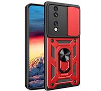 Ysnzaq Case for Honor 70 6.67" Case with Camera Cover, Military Grade Hard PC Heavy Duty Shockproof Camera Protection Cover for Honor 70. SLJ Red