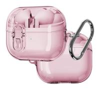 Ysnzaq Compatible with Samsung Galaxy Buds 3 Case, Clear TPU Anti-drop with Secure Lock, Wireless Charging, Keychain - Pink