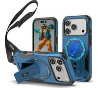 Ysnzaq Detachable Crossbody Case for Apple iPhone 17 Pro, Military-Grade Shockproof Protection with Necklace Lanyard Kickstand Case for iPhone 17 Pro.DG Blue