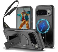 Ysnzaq Detachable Crossbody Case for Google Pixel 10 Pro XL, Military-Grade Shockproof Protection with Necklace Lanyard Kickstand Case for Google Pixel 10 Pro XL.DG Black