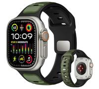 Ysnzaq Dual Color Sport Band for Apple Watch 38mm 40mm 41mm, Soft Silicone Replacement Band, Breathable and Comfortable Band for Apple Watch Series 10/9/8/7/6/5/4/3/2/1/SE/Ultra BD-W-Black Green