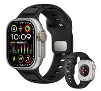 Ysnzaq Dual Color Sport Band for Apple Watch 42mm 44mm 45mm 49mm, Soft Silicone Replacement Band, Breathable and Comfortable Band for Apple Watch Series 10/9/8/7/6/5/4/3/2/1/SE/Ultra BD-M-Black