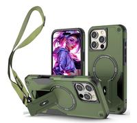 Ysnzaq for Apple iPhone 16 Pro Max 6.8 inch Crossbody Case, Military Grade Shockproof Protection Compatible with MagSafe Kickstand Case for iPhone 16 Pro Max/Apple 16 Pro Max.DG Green