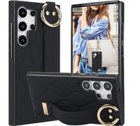 Ysnzaq for Samsung Galaxy S25 Ultra Case with Wrist Strap WD Black