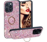Ysnzaq Glitter Case for Apple iPhone 16 Pro Max 6.9", Bling Sparkle Luxury Case for Women Girls with Ring Holder Kickstand Shockproof Case Cover for iPhone 16 Pro Max. CZ Pink