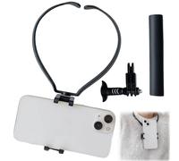 Ysnzaq Neck Phone Holder - POV/Vlog Neck Mount with Phone Clip for iPhone, Samsung, Action Cameras and All Smartphone - Hands-Free Selfie & Video Recording, 360° Rotation GBZ Black