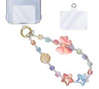 Ysnzaq Phone Charm Bracelet, Cute Pearl Bow Wrist Strap Anti-Loss Chain for Mobile Phones, Women Gift Bag Keychain Accessories, Star and Moon Design