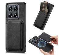 Ysnzaq Retro Magnetic Wallet Case for Xiaomi 14T With Detachable Credit Card Slots Holder, Premium Leather Shockproof Protective Cover Case for Xiaomi 14T. CK-Black