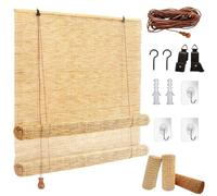 ysodxase Bamboo Blinds 90 100 120 145 165cm Wide Retro Bamboo Roller Blinds Natural Reed Curtains Outdoor Roller Blinds Shade With Lifter Sunshade Privacy Screen Roman Blinds For Kitchen Windows
