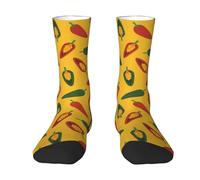 YsoLda Crew Socks,Casual Novelty Sports Socks Fun Compression Socks 40CM Long For Unisex,Chilli Pepper