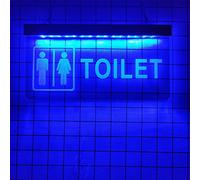YSOLDA Funny Toilet LED Neon Signs, Custom Plug Powered 3D Engraving Neon Lights, for Bar Mall Restroom Washroom Wall Hanging Luminous Decoration,Blue,30x15cm