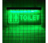 YSOLDA Funny Toilet LED Neon Signs, Custom Plug Powered 3D Engraving Neon Lights, for Bar Mall Restroom Washroom Wall Hanging Luminous Decoration,Green,30x15cm