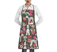 YsoLda Kitchen Aprons,Cooking Apron With Pockets,Waterproof Chef Apron Adjustable Bib Aprons,Bedlington Terrier Florals Dog