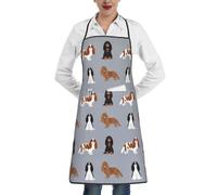 YsoLda Kitchen Aprons,Cooking Apron With Pockets,Waterproof Chef Apron Adjustable Bib Aprons,Cavalier King Charles Spaniel Dog
