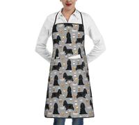 YsoLda Kitchen Aprons,Cooking Apron With Pockets,Waterproof Chef Apron Adjustable Bib Aprons,Cocker Spaniel With Coffees Black Cocker Spaniel Dog With Coffee Grey