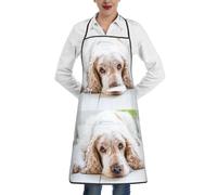YsoLda Kitchen Aprons,Cooking Apron With Pockets,Waterproof Chef Apron Adjustable Bib Aprons,Cocker Spaniel Brown Spaniel Sad Dogs Dogs Pets