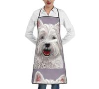 YsoLda Kitchen Aprons,Cooking Apron With Pockets,Waterproof Chef Apron Adjustable Bib Aprons,Cute West Highland Terrier Dog Art Printed
