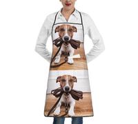 YsoLda Kitchen Aprons,Cooking Apron With Pockets,Waterproof Chef Apron Adjustable Bib Aprons,Dogs Jack Russell Terrier Animals