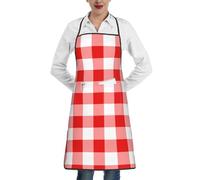 YsoLda Kitchen Aprons,Cooking Apron With Pockets,Waterproof Chef Apron Adjustable Bib Aprons,Red White Gingham