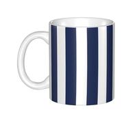 YsoLda Mug,Ceramic Cup Coffee Cup Tea Cup Suitable for Kitchen Restaurant Office 330 ml, Midnight Blue and White Striped