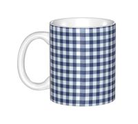 YsoLda Mug,Ceramic Cup Coffee Cup Tea Cup Suitable for Kitchen Restaurant Office 330 ml, Playground Navy Blue White Gingham Check Wallpaper Best