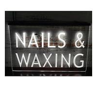 YSOLDA Nails & Waxing LED Neon Sign, Custom USB Powered 3D Engraving Neon Lights with Dimmer, for Barber Shop Nails Skin Care Beauty Salon Wall Hanging Dimmable Decorative,White,30x20cm