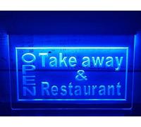 YSOLDA OPEN Take Away Restaurant LED Neon Sign, Custom USB Powered 3D Engraved Neon Lights with Dimmer, for Cafe Restaurant Stores Wall Hanging Dimmable Decorative,RGB,40x30cm