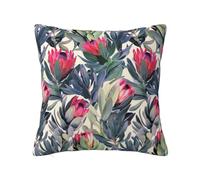 YsoLda Pillow Cover,Decorative Throw Pillowcase Soft Cushion Covers 40x40 cm for Bedroom Sofa,Painted Protea Pattern On White Background