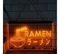 YSOLDA Ramen LED Neon Sign, Custom USB Powered 3D Engraved Neon Lights with Dimmer, for Cafe Snack Dessert Drink Shop Restaurant Wall Hanging Dimmable Decorative,Orange,40x30cm