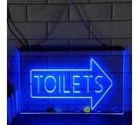 YSOLDA Restroom Arrow LED Neon Sign, Custom USB Powered 3D Engraving Neon Lights with Dimmer, for Bar Mall Office Toilet Wall Hanging Dimmable Decorative,40X30cm,RGB,toilet
