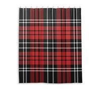 YSOLDA Shower Curtain, Bathroom Decor Waterproof Fabric Shower Curtains with Hooks 60x72 Inch Tartan Red Black