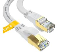 YSONG Cat 8 Ethernet Cable 1M, High Speed 40Gbps 2000Mhz Flat Internet Cable, Gold Plated RJ45 Lan Cable, for PC/Modem/Router/Gaming, Faster Than Cat7/Cat6/Cat5 (White)