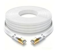 YSONG Cat 8 Ethernet Cable 50M, High Speed 40Gbps 2000Mhz Flat Internet Cable, Gold Plated RJ45 Lan Cable, for PC/Modem/Router/Gaming, Faster Than Cat7/Cat6/Cat5 (White)