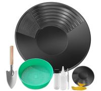 YSOOUA Gold Pan Sieve Kit for Gold Basin for Researching Gold Pan Kit Gold Classifier Gold Search Pans Sieve Accessories for Sand Gold Mines Manual Wash Gold Panning (Black)